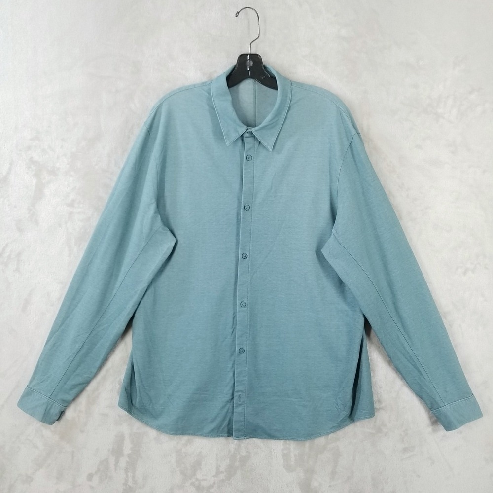 Lululemon Commission Shirt Mens XXL Teal Long Sleeve Jersey Performance ButtonUp